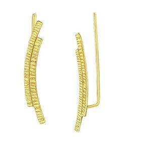 24k Gold Vermeil Curved Climber Earrings